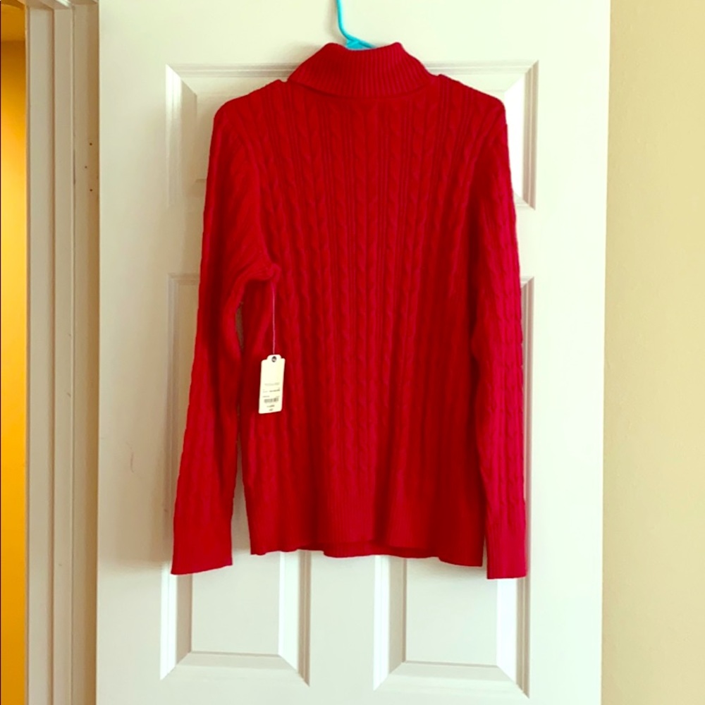 Red turtleneck